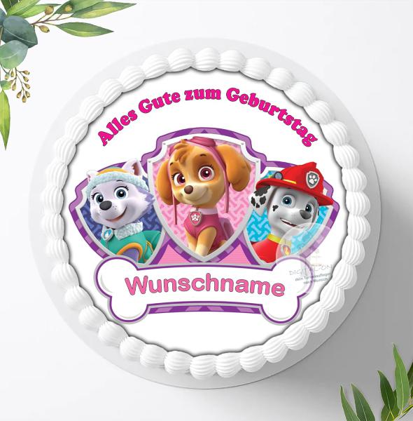 Preview: Paw Patrol Tortenaufleger mit Wunschnamen Ø 20cm, 3824
